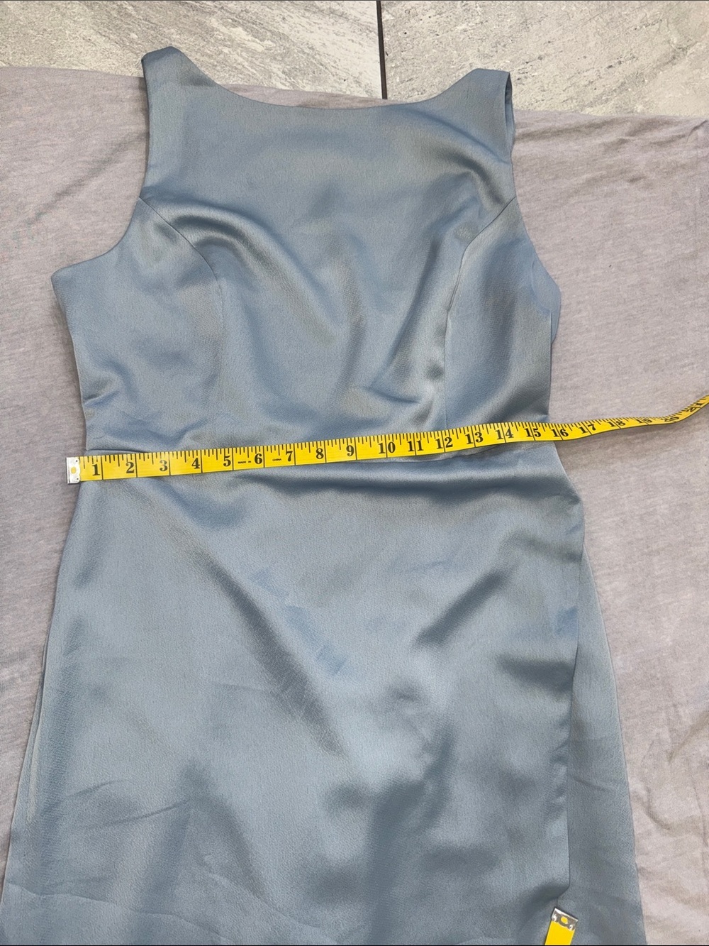 Sleek Satin Light Blue Sleeveless Dress
